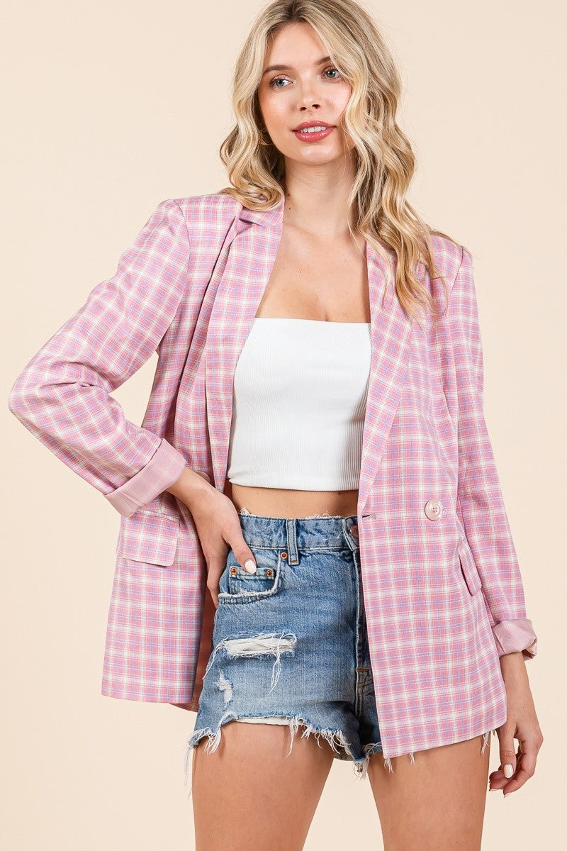 Pink Gingham Blazer