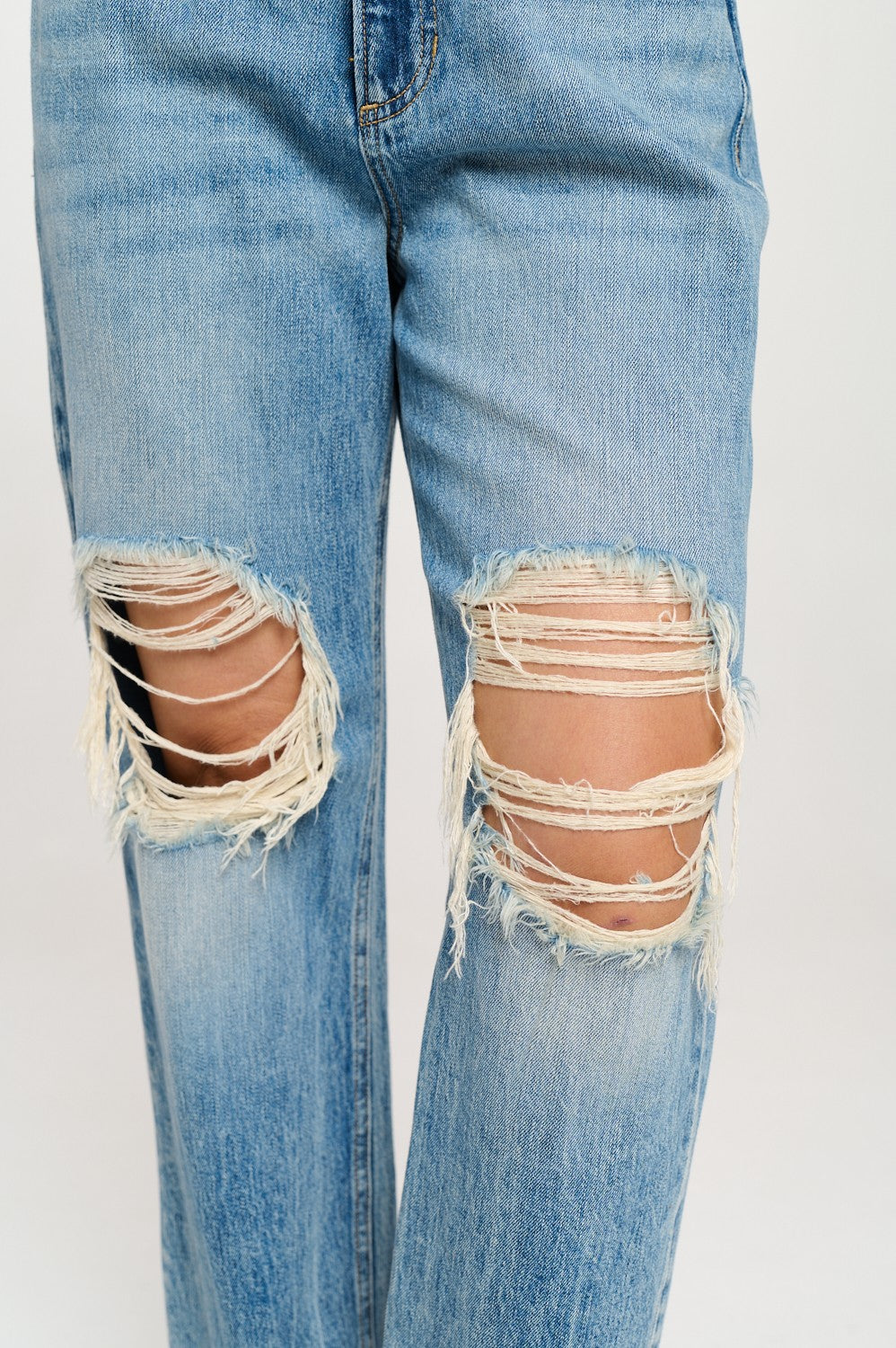 Distressed Straight Leg Jeans