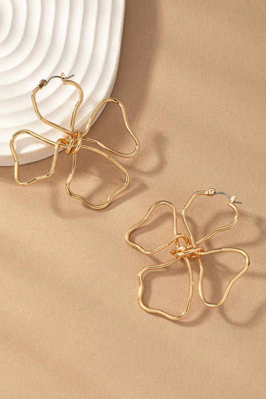 Wire Floral Earrings Gold