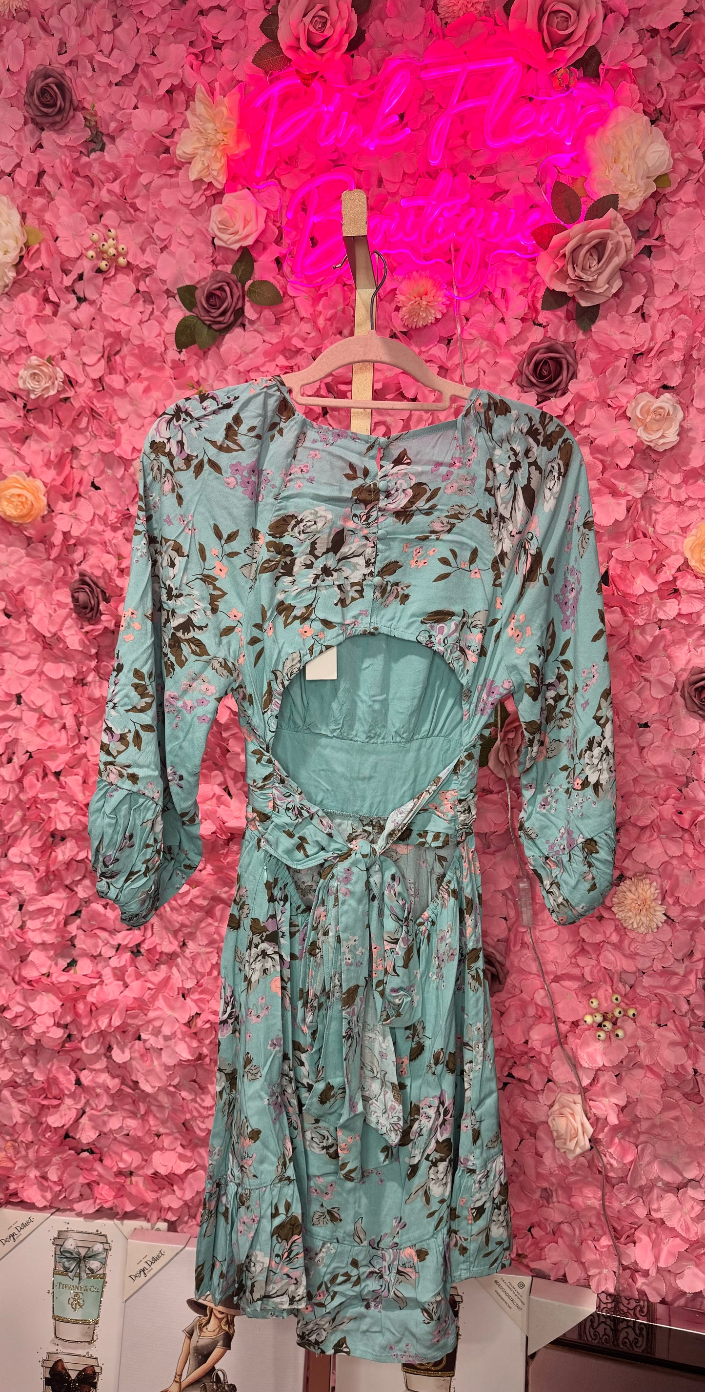 Floral Dress Cutout Back