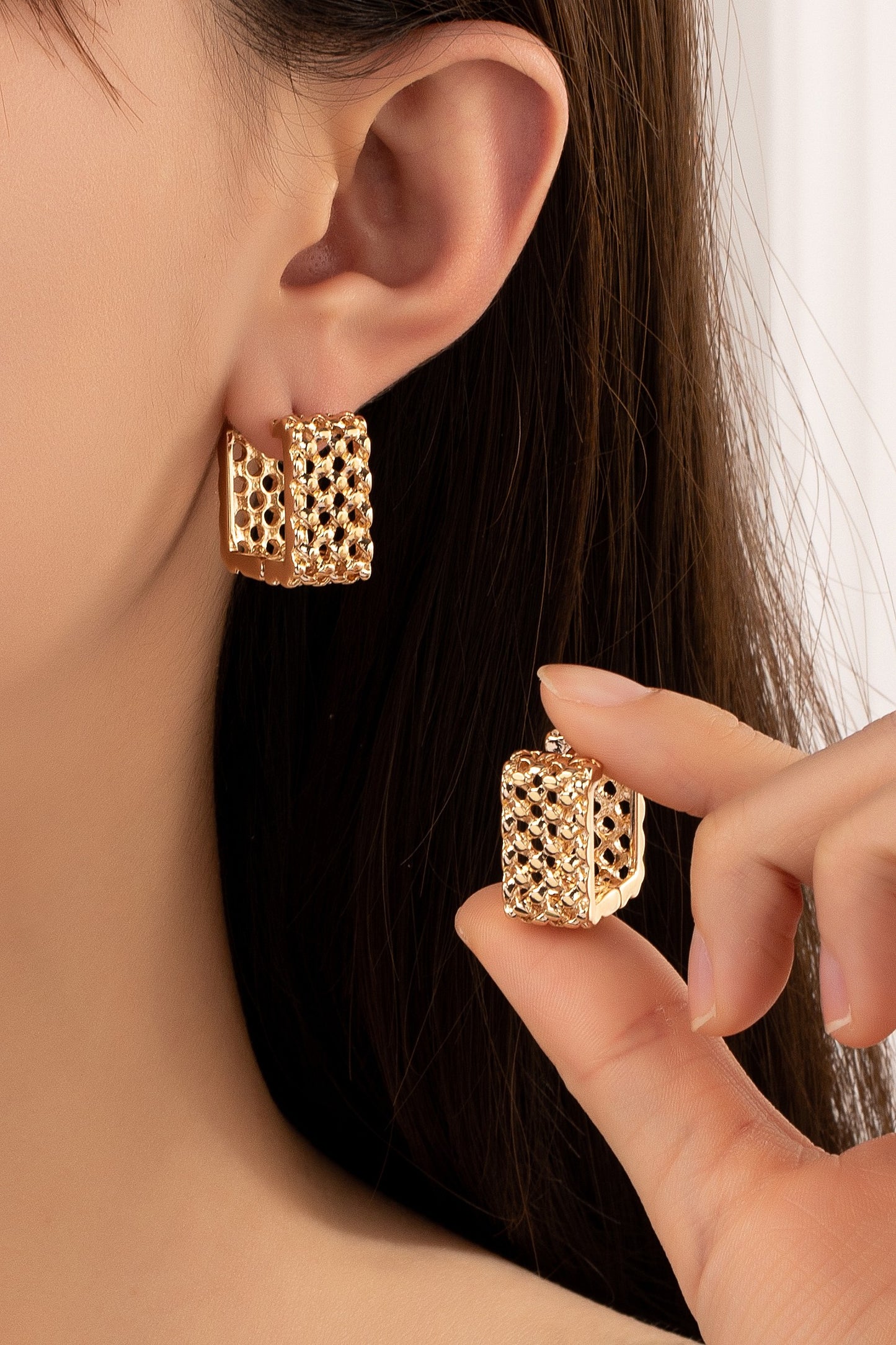 Mesh Square Hoop Earrings