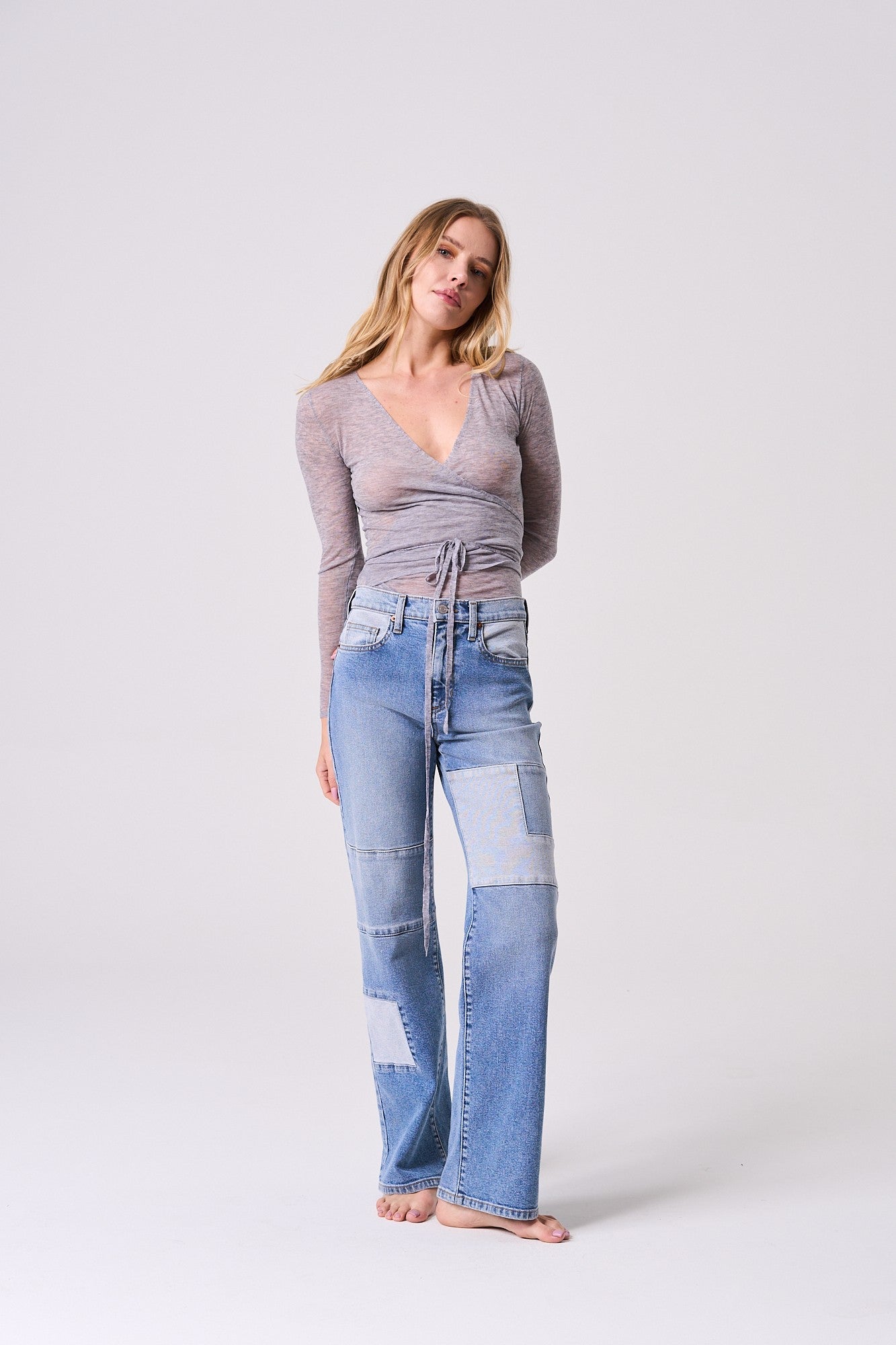 Colorblock Wide Leg Jeans