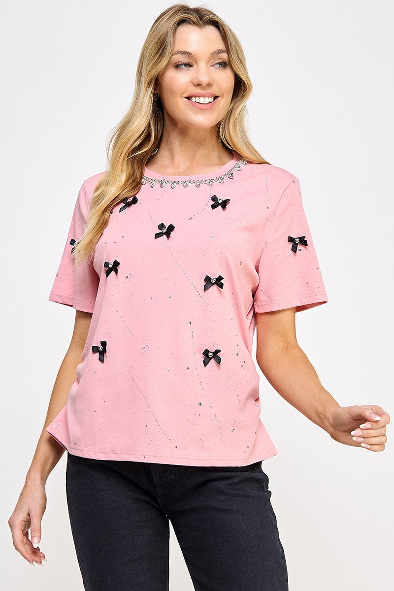 Rhinestone Ribbon Tee