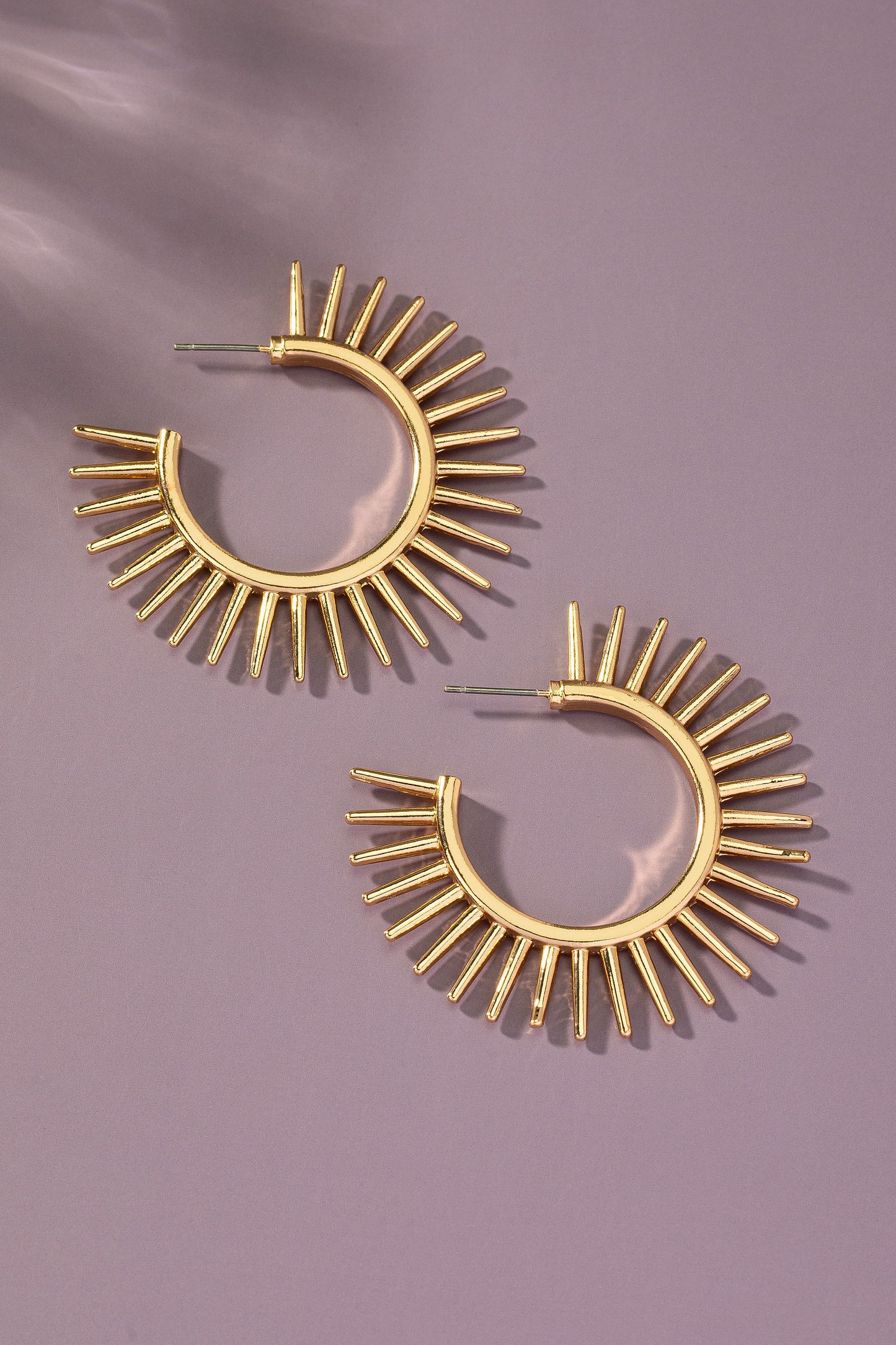 Sun Ray Spiky Hoop Earrings