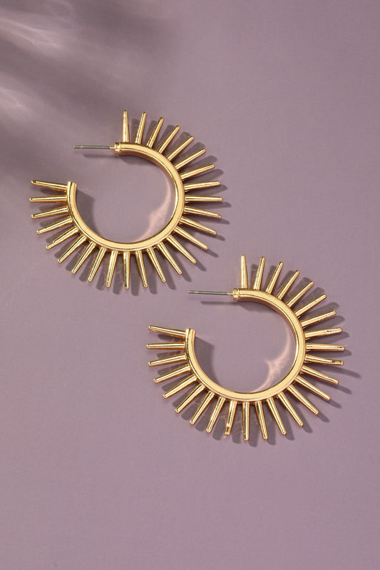 Sun Ray Spiky Hoop Earrings