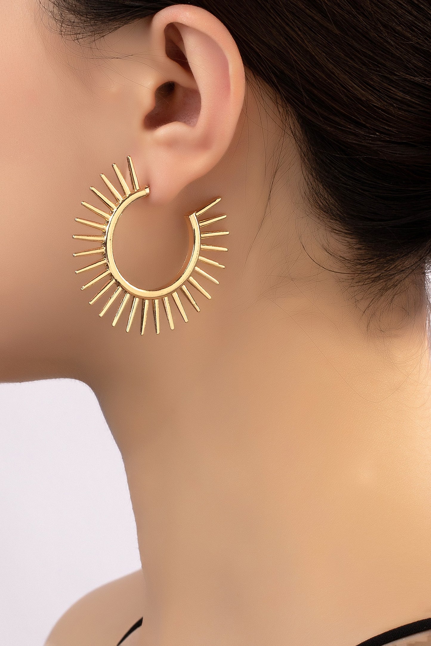 Sun Ray Spiky Hoop Earrings