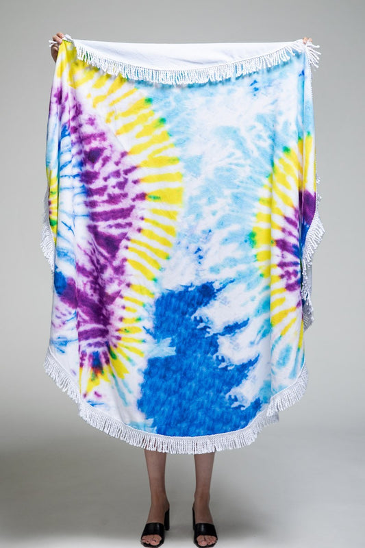 Tie-Dye Towel Blanket Vibrant Ocean Breath