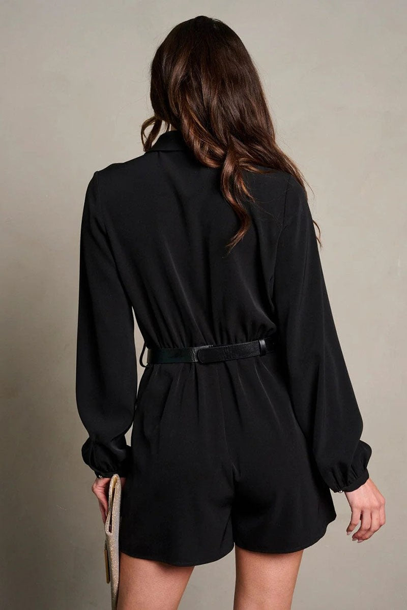 Black Belted Romper