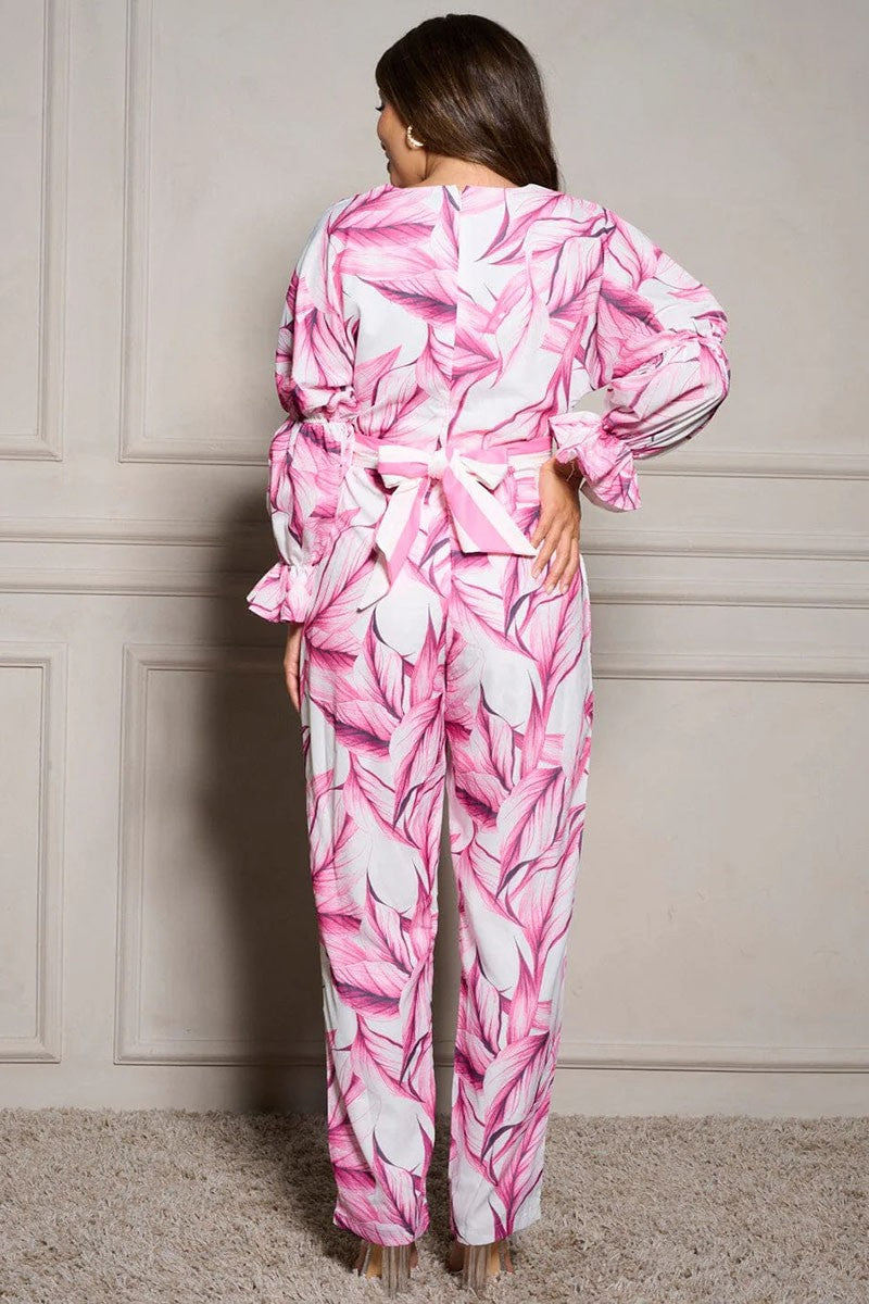 Pink Leaf Jumpsuit