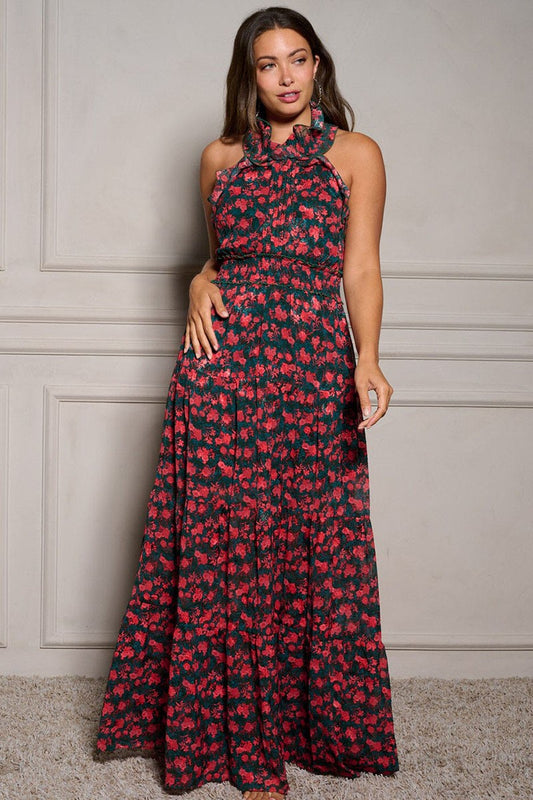 Halter Floral Maxi Dress