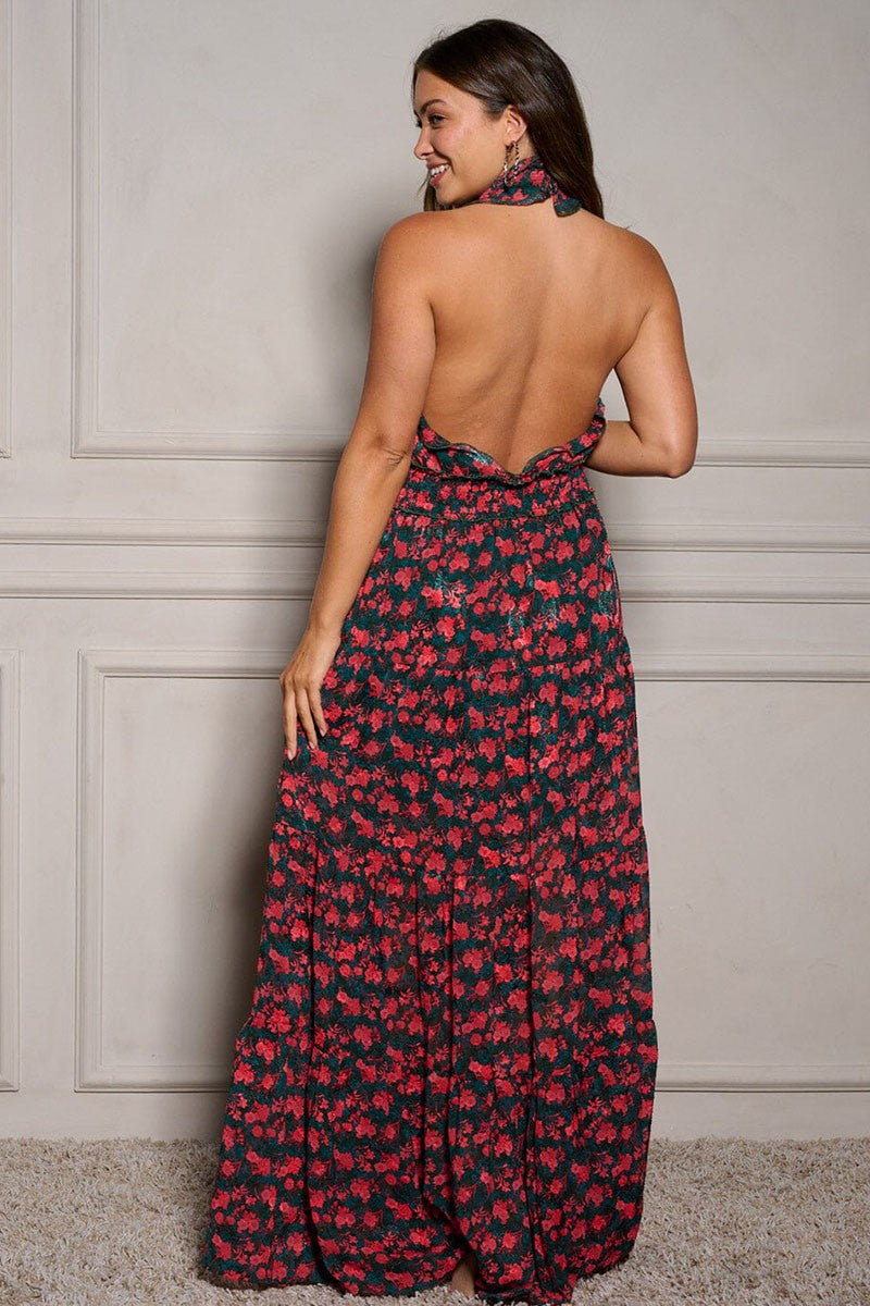 Halter Floral Maxi Dress